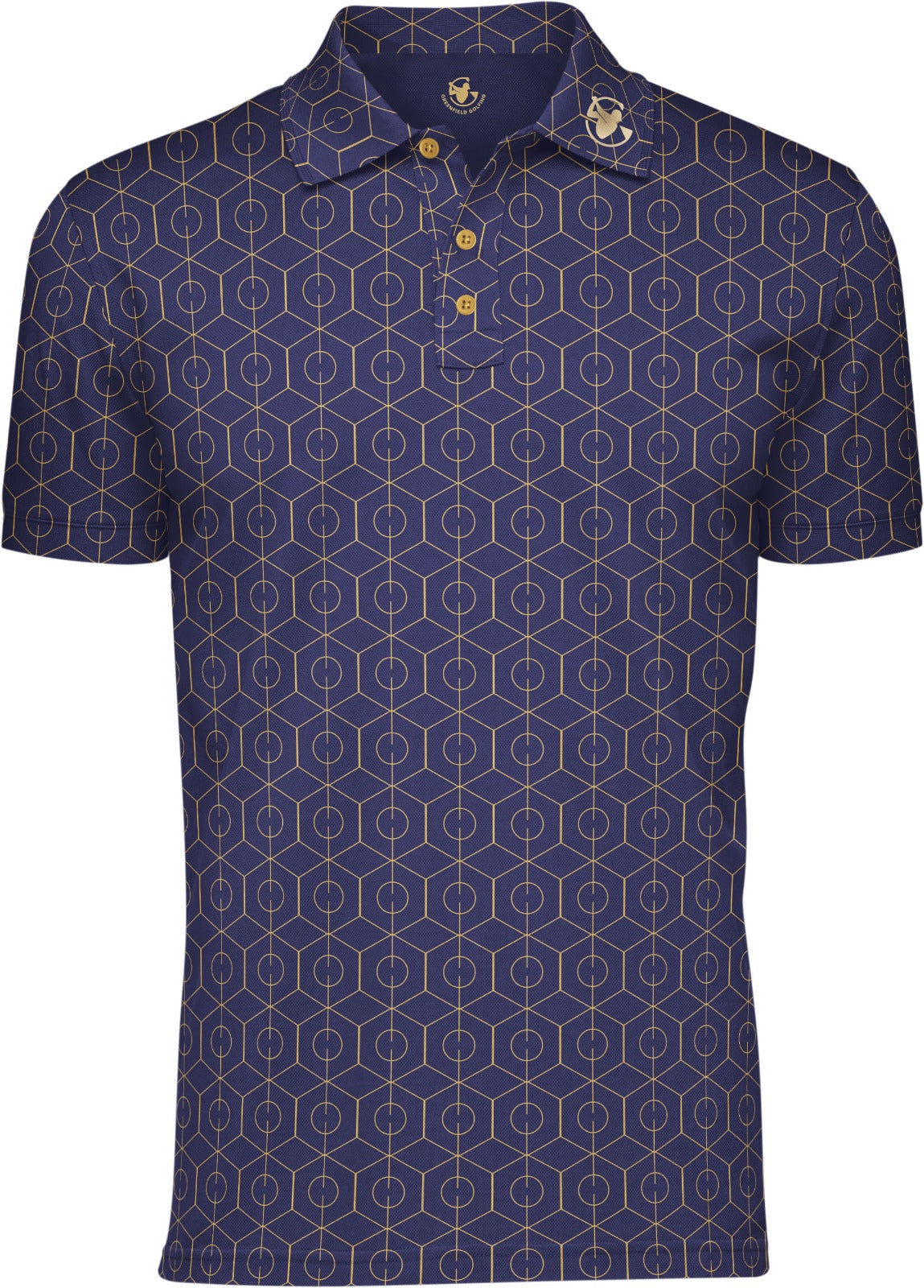 Greenfield Performance Golf Polo Shirt - Blue & Gold