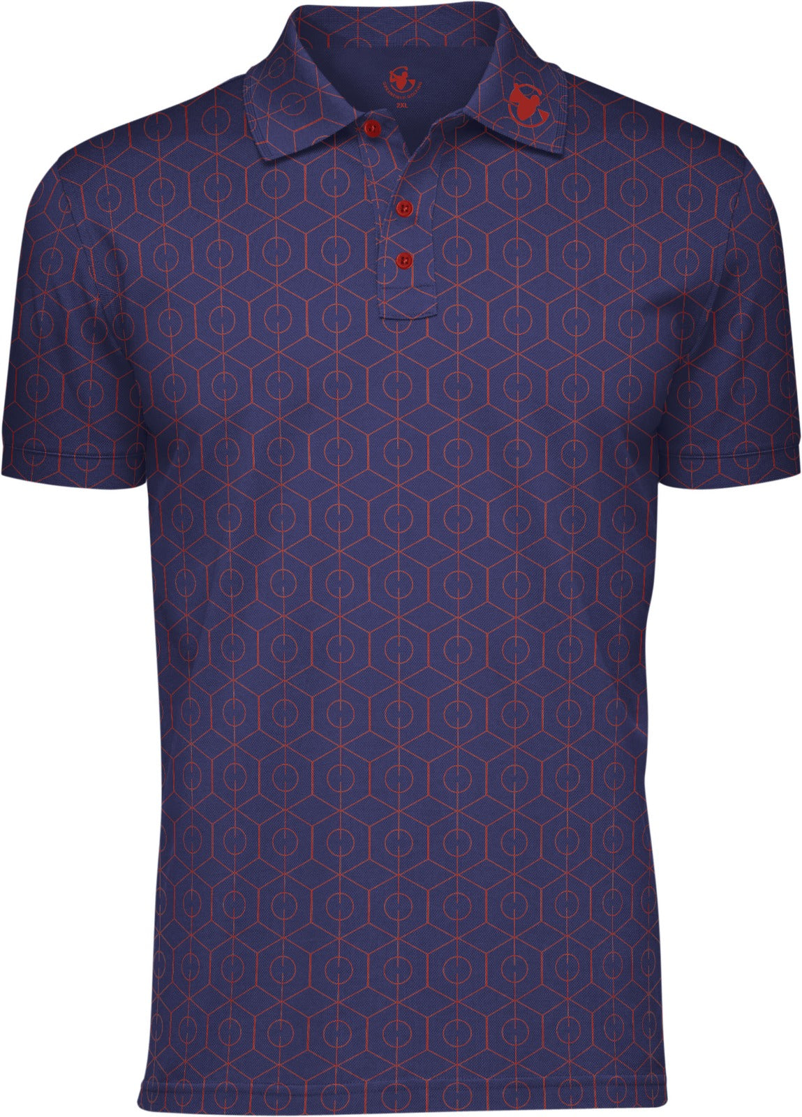 Greenfield Performance Golf Polo Shirt - Blue & Red Poly
